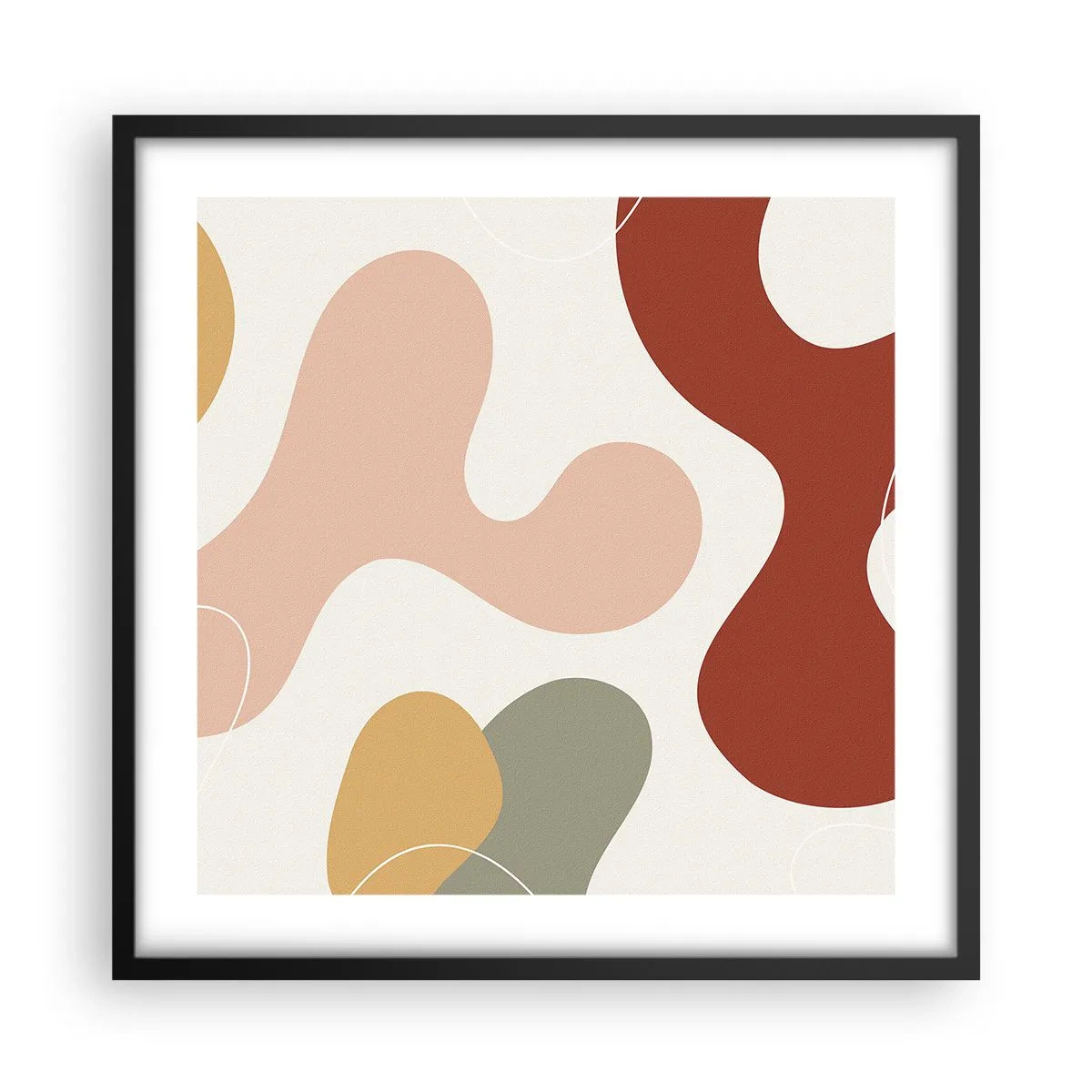 Pôster com moldura preta - Ziguezagues ornamentais - 50x50 cm