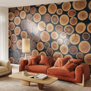 Papel de Parede Autocolante Deluxe Sticker - Que idade pareço ter? - Tronco de árvore, Floresta, Pedaço - 200x140 cm