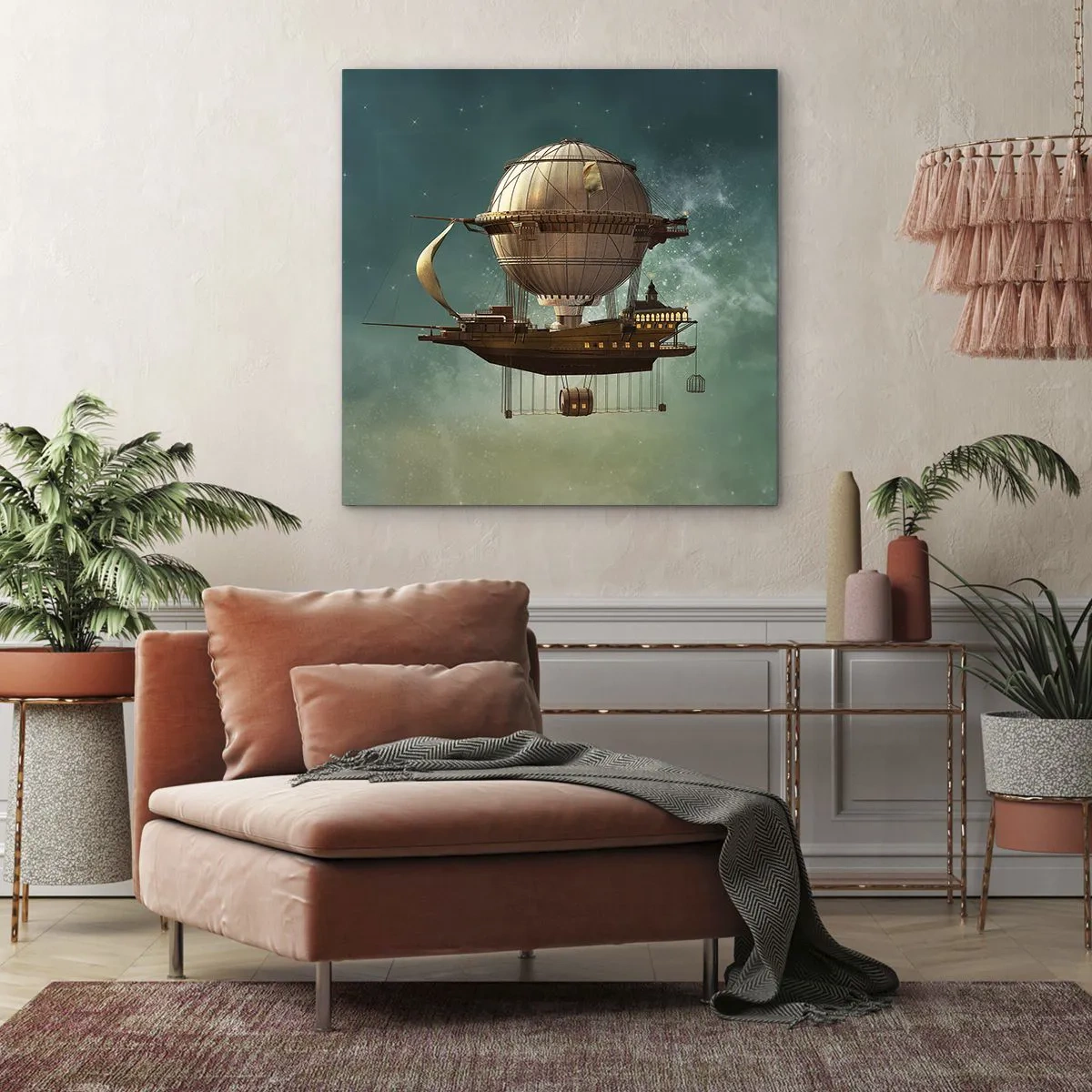 Quadro em tela - Saudações de Júlio Verne - 60x60 cm