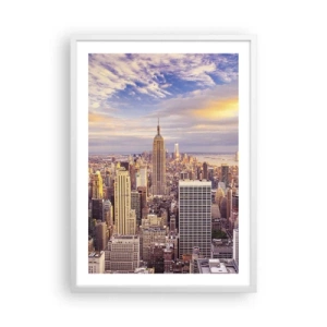 Pôster em moldura branca - Alcançar as nuvens - 50x70 cm