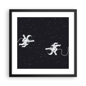 Pôster com moldura preta - Emaranhado Cósmico - 40x40 cm