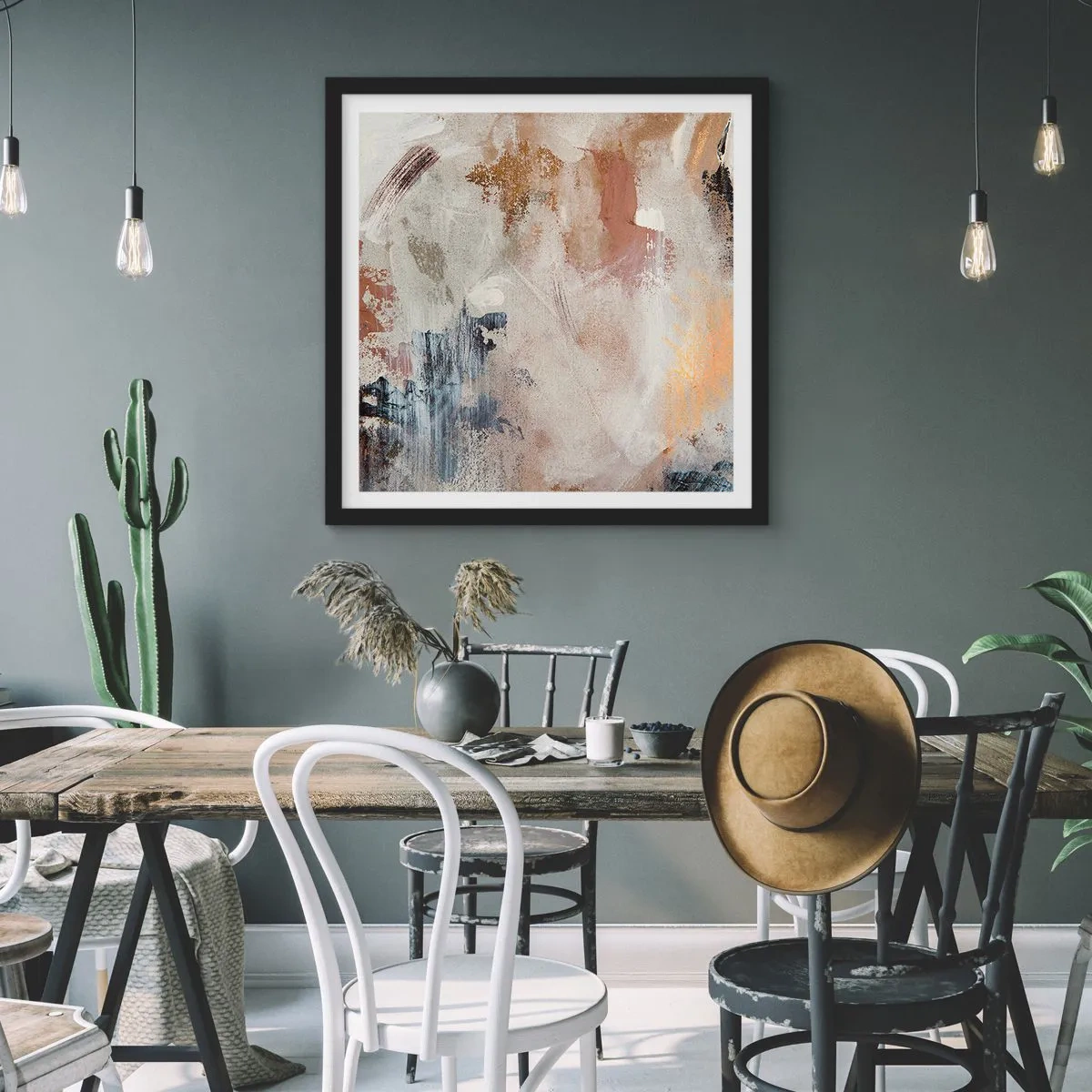 Pôster com moldura preta - Abstração enevoada - 50x50 cm