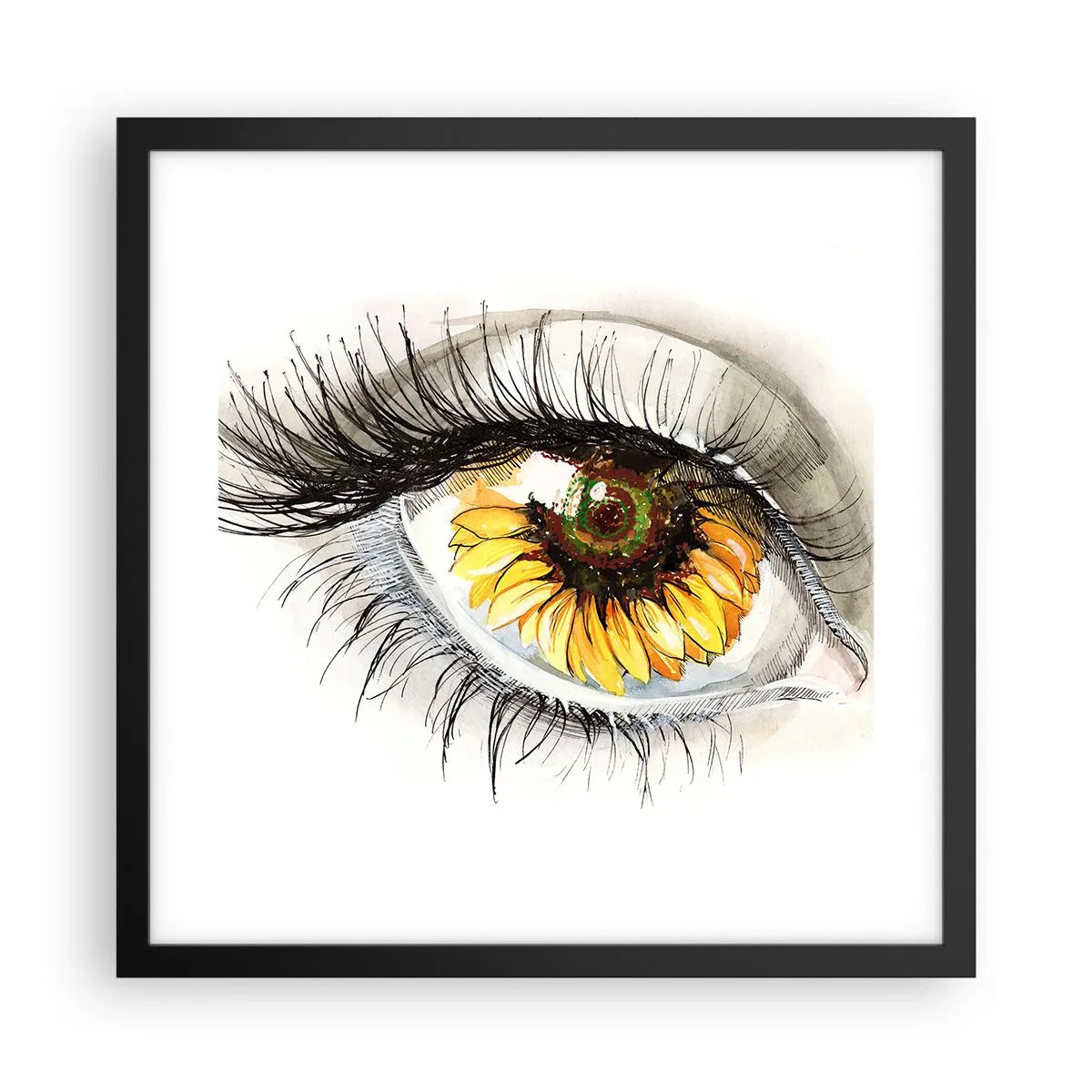 Pôster com moldura preta - Um olhar tão quente como o verão - 40x40 cm