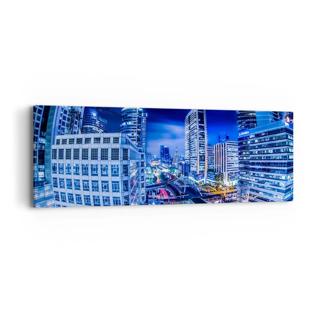 Quadro em tela - Ritmos da cidade noturna - 90x30 cm