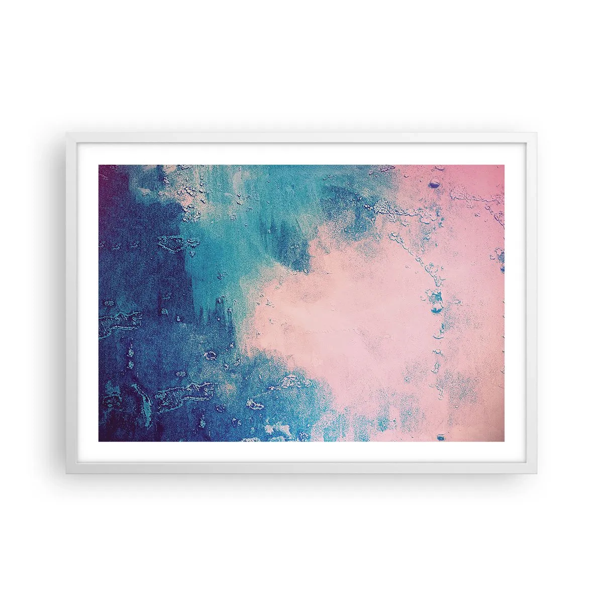 Pôster em moldura branca - Abraço azul - 70x50 cm