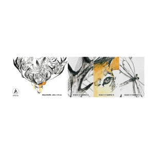 Amostra de papel de parede Premium Canvas - Chifres da abundância - Abstração, Cervo, Gráficos - 100x30 cm