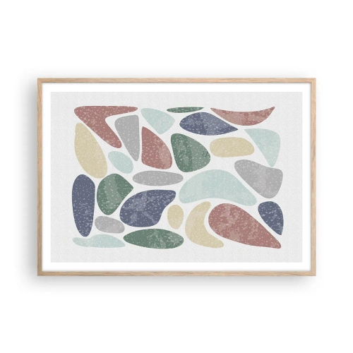 Pôster com moldura de carvalho claro - Um mosaico de cores em pó - 100x70 cm