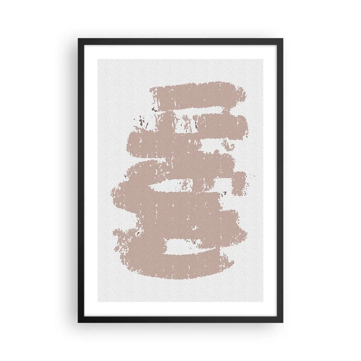 Pôster com moldura preta - Uma composição minimalista em tons de bege - 50x70cm - Abstração em rosa suave - Decoração de parede moderna para a sala de estar e quarto ARTTOR