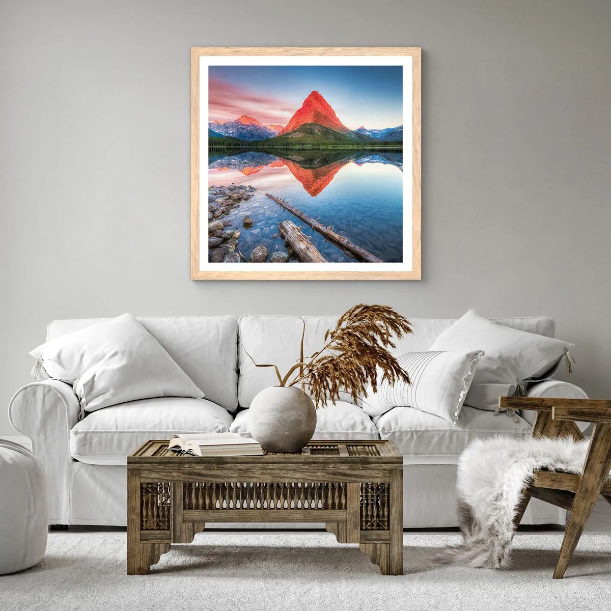 Pôster com moldura de carvalho claro - Calor e frio - 60x60 cm