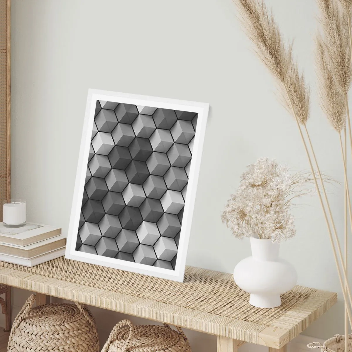 Pôster em moldura branca - Quebra-cabeça cubista - 70x100 cm