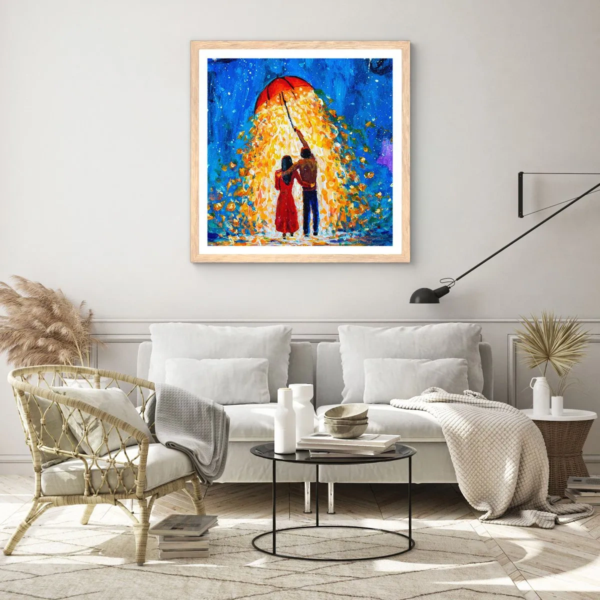 Pôster com moldura de carvalho claro - A magia de uma noite chuvosa? - 50x50 cm