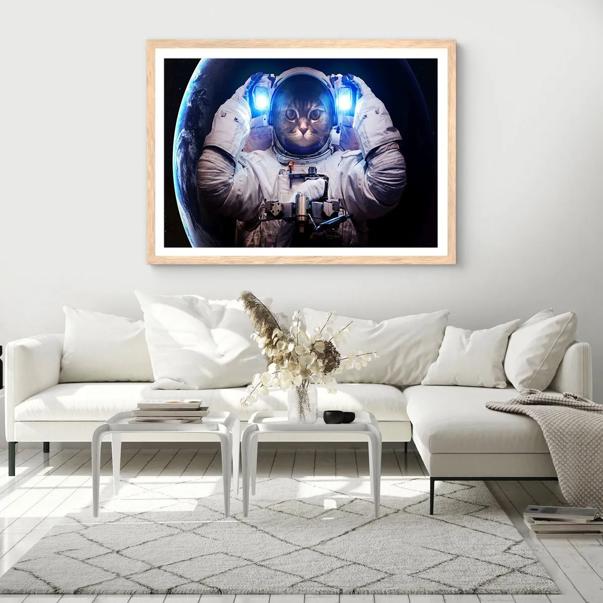 Pôster com moldura de carvalho claro - Houston, temos um problema - 91x61 cm