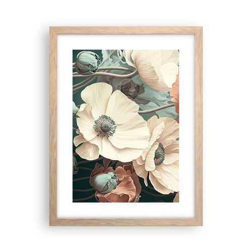 Pôster com moldura de carvalho claro - O sussurro das papoulas - 30x40 cm