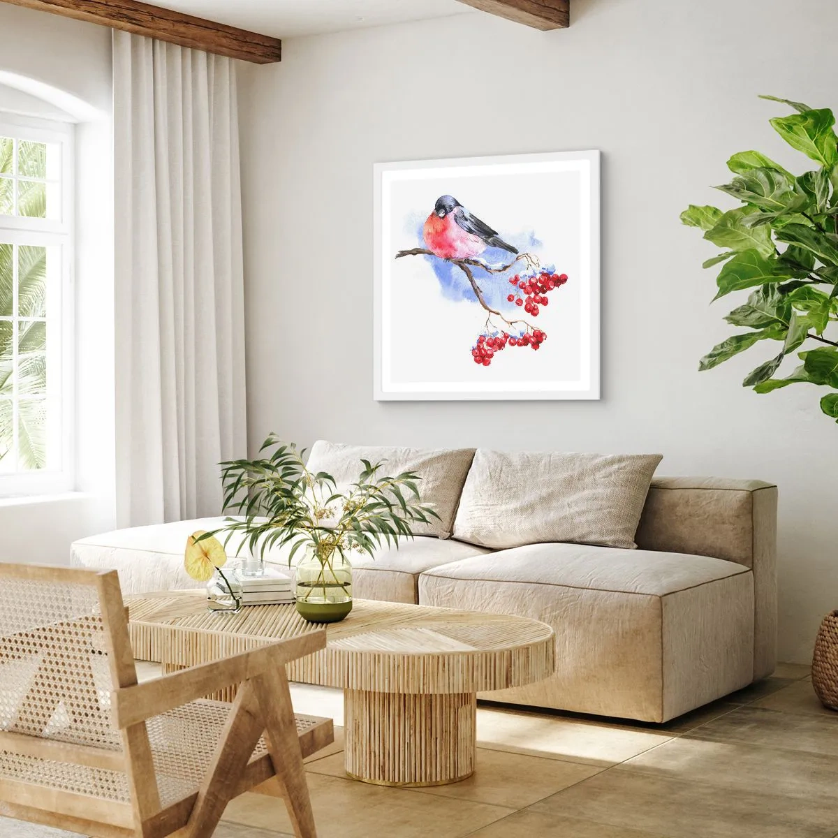 Pôster em moldura branca - Inverno a cores - 40x40 cm