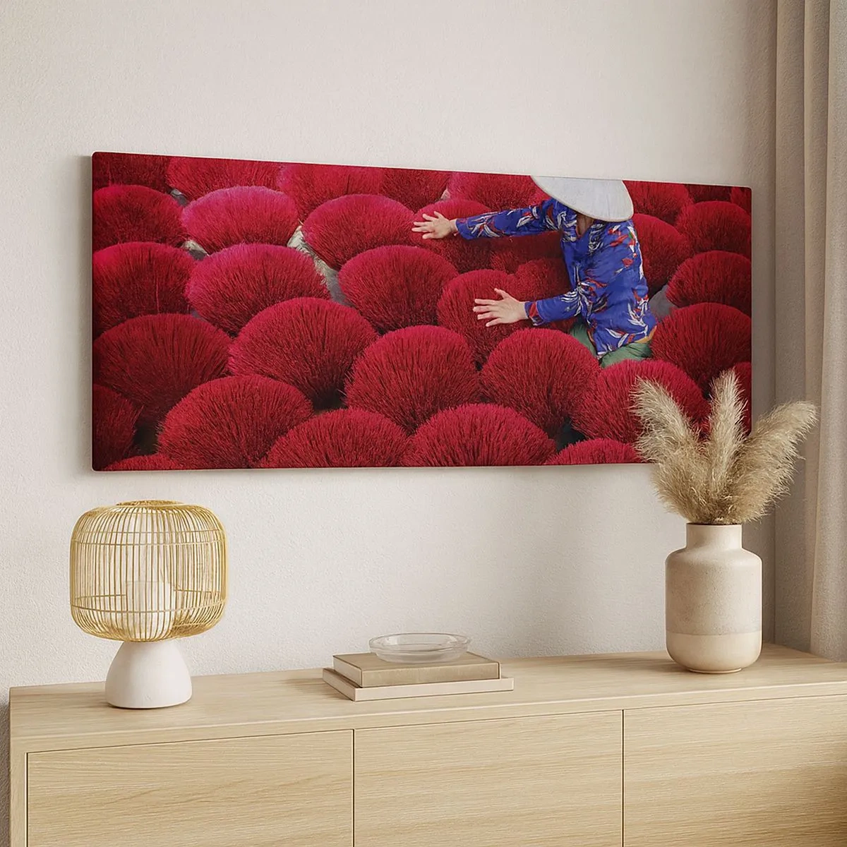 Quadro em tela - No campo de arroz - 100x40 cm