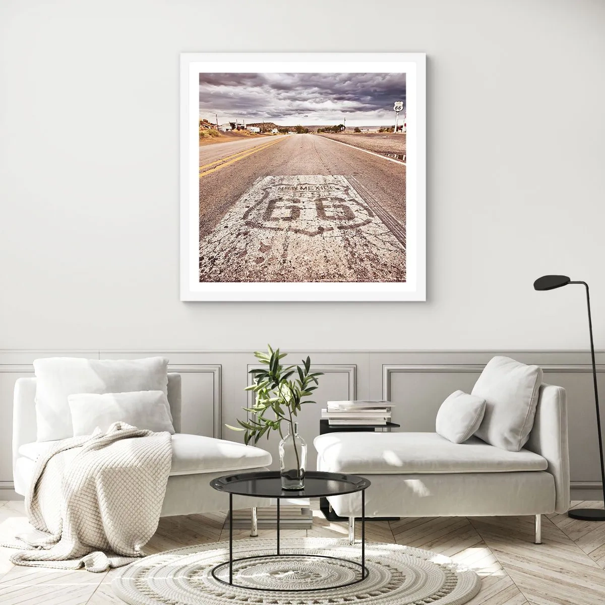 Pôster em moldura branca - Mother Road - uma lenda americana - 30x30 cm