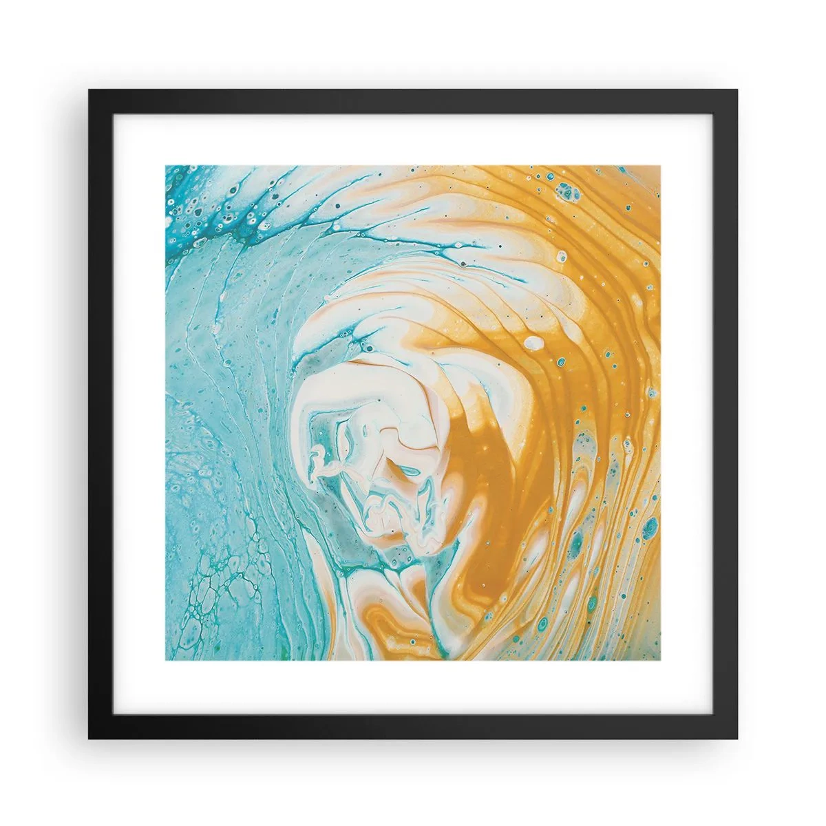 Pôster com moldura preta - Vórtice em pastel - 40x40 cm