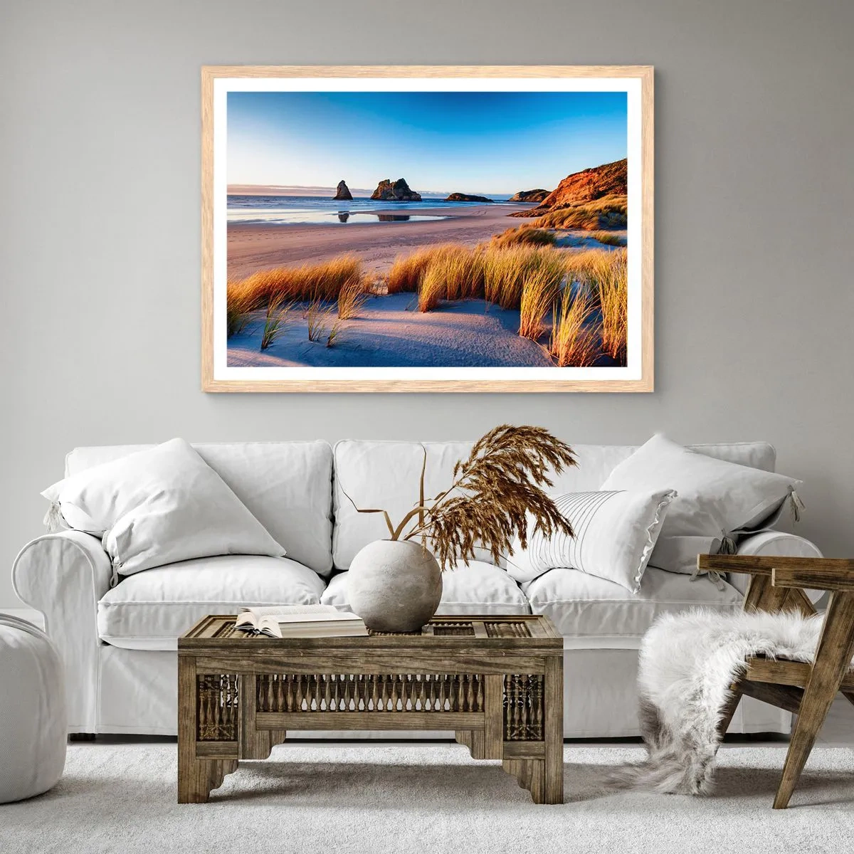 Pôster com moldura de carvalho claro - Para quem busca a paz - 91x61 cm