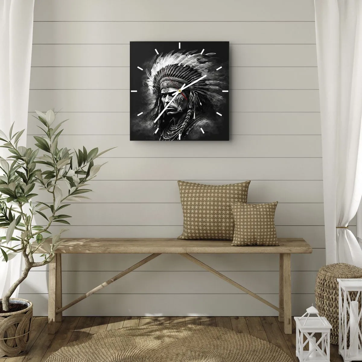 Relógio de parede - Relógio em vidro - Um líder e um guerreiro - 40x40 cm