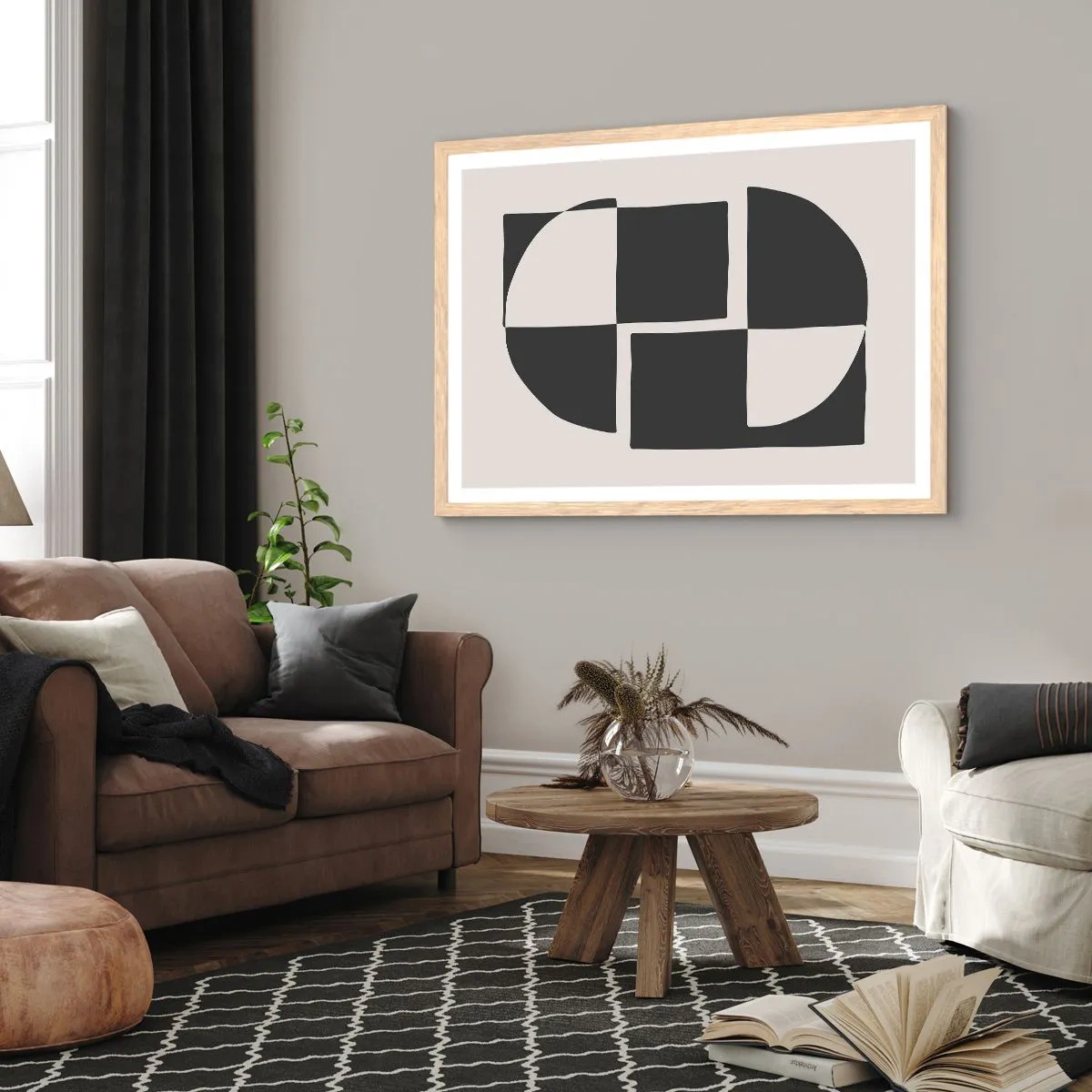 Pôster com moldura de carvalho claro - Antítese – síntese - 100x70 cm