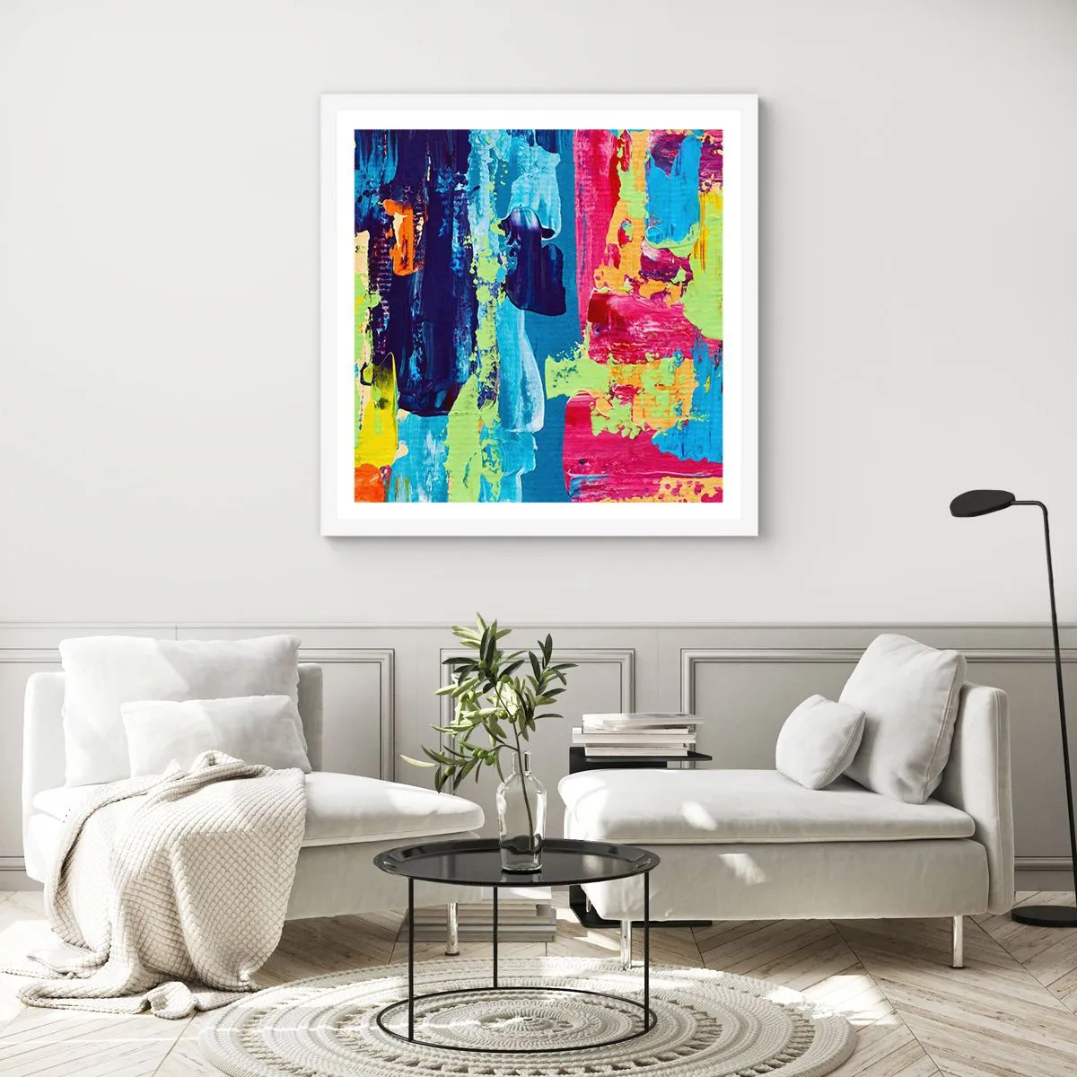 Pôster em moldura branca - A vida é bela! - 30x30 cm