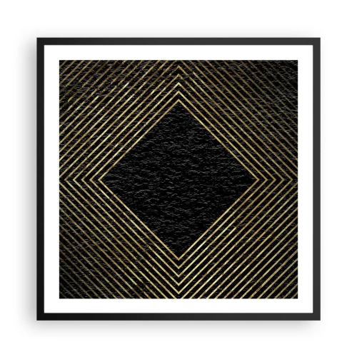Pôster com moldura preta - Geometria em estilo glamoroso - 60x60 cm