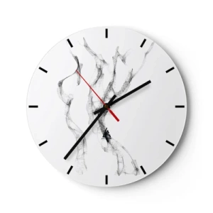 Relógio de parede - Relógio em vidro - Linhas pretas abstratas em uma composição minimalista - 30x30cm - Bonita e forte - Decoração de parede moderna para a sala de estar, cozinha e quarto ARTTOR