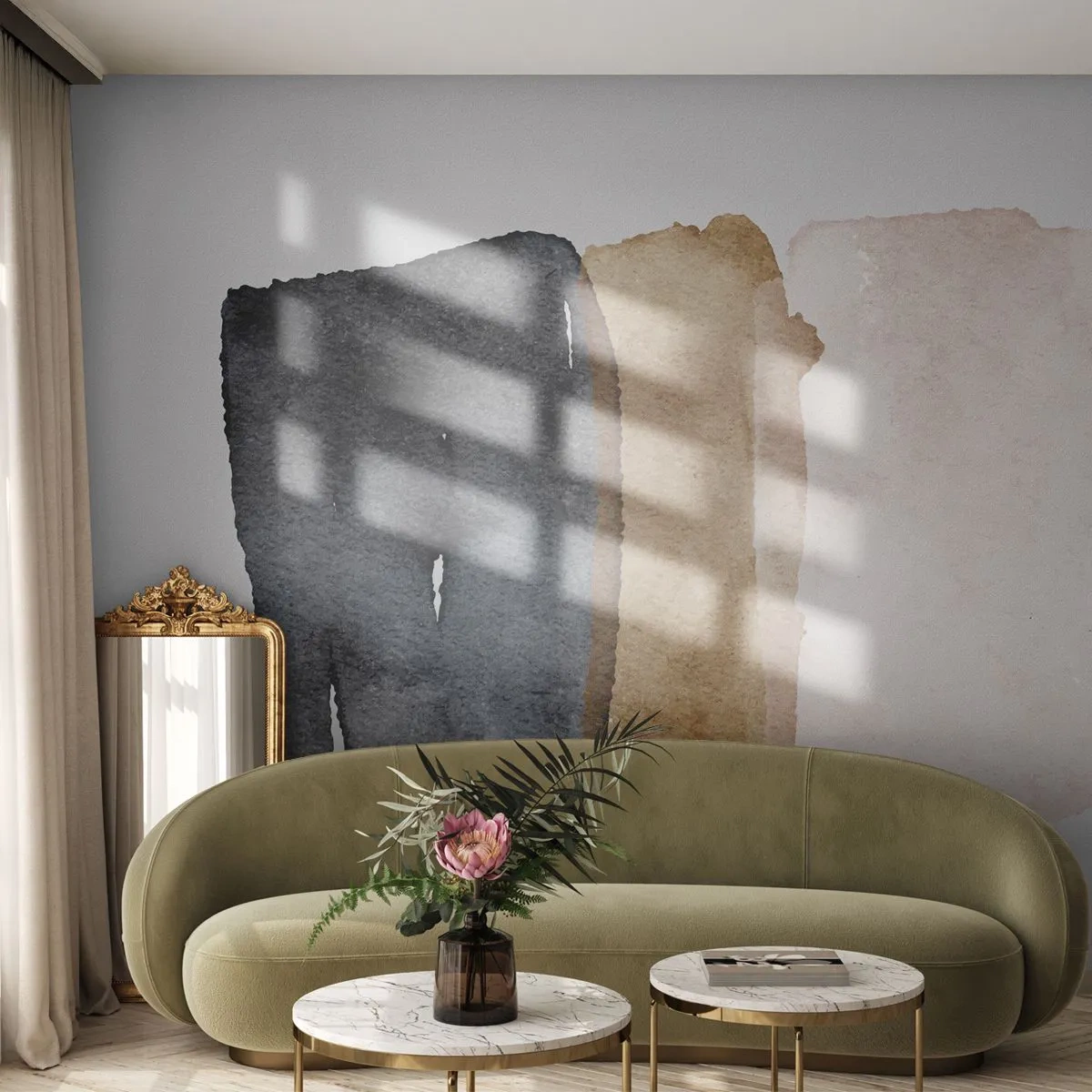 Papel de Parede Premium Sand - Composição das cores da terra - Abstração, Pedaço, Minimalismo - 100x70 cm