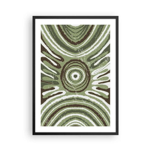 Pôster com moldura preta - Padrão abstrato simétrico em tons de verde - 50x70cm - Uma explosão de emoções - Decoração de parede moderna para a sala de estar e quarto ARTTOR