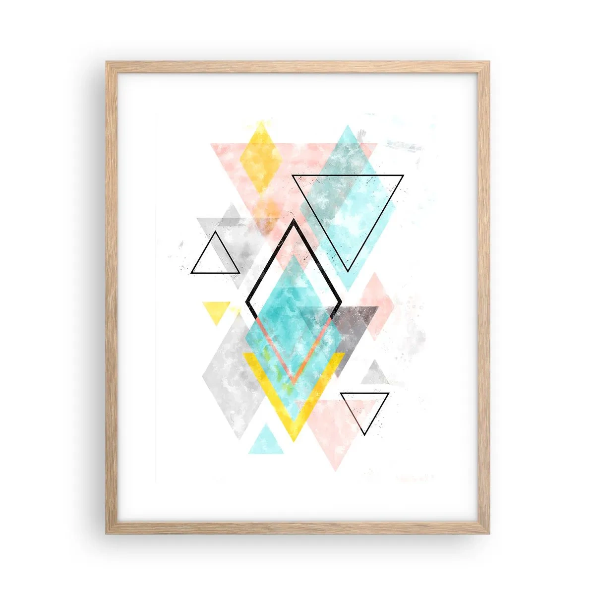 Pôster com moldura de carvalho claro - Jogo geométrico - 40x50 cm