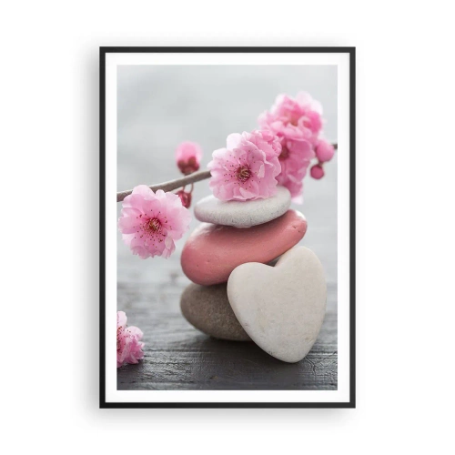 Pôster com moldura preta - Flor de cerejeira - 70x100 cm