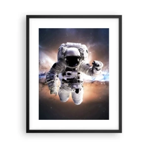 Pôster com moldura preta - Saudações do espaço - 40x50 cm