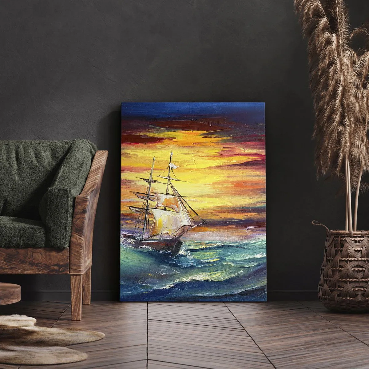Quadro em tela - Corajosamente contra as ondas - 50x70 cm