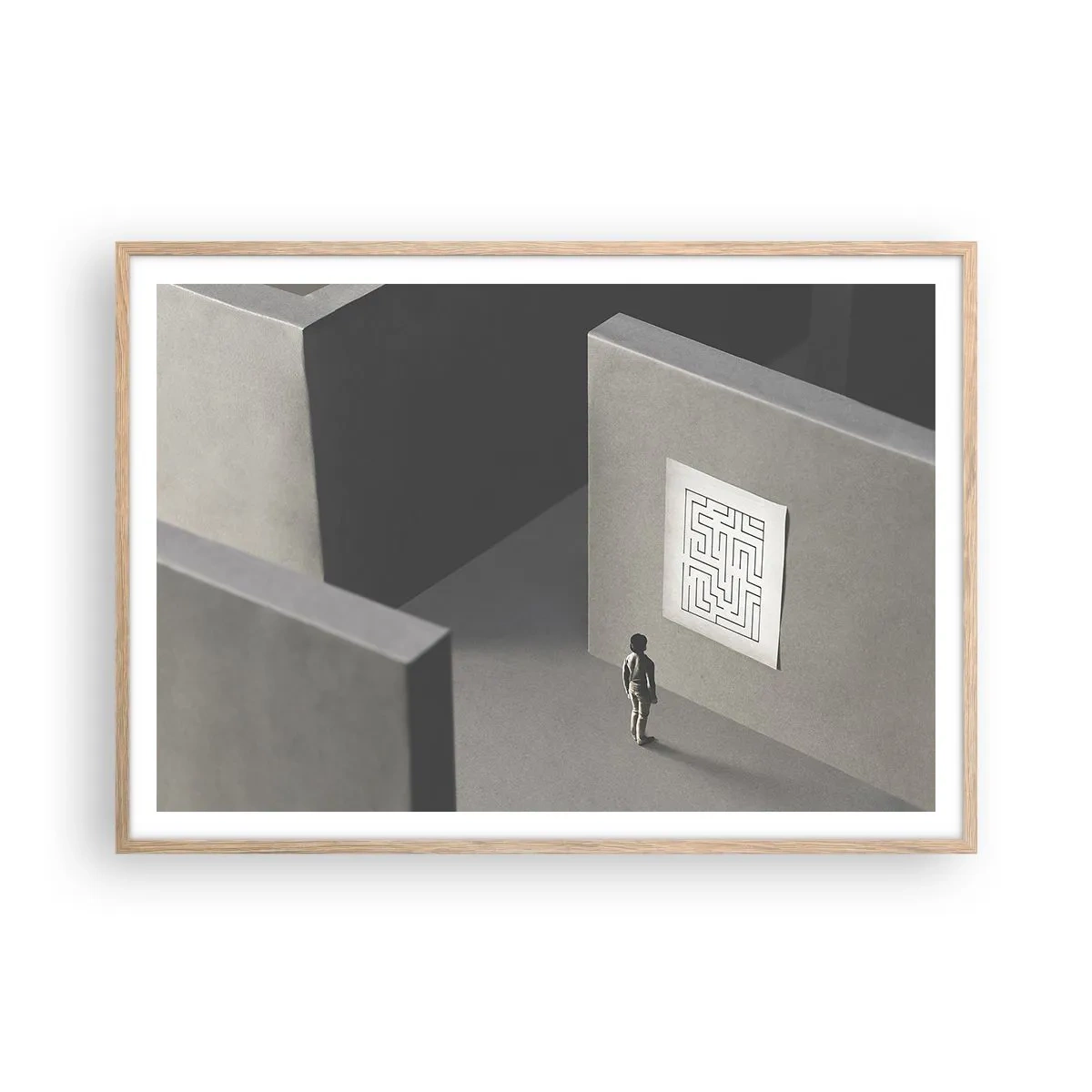 Pôster com moldura de carvalho claro - Mas onde estou? - 100x70 cm
