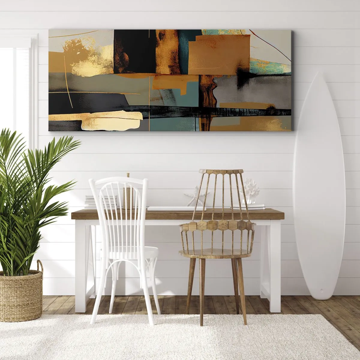 Quadro em tela - Abstração – luz e sombra - 140x50 cm