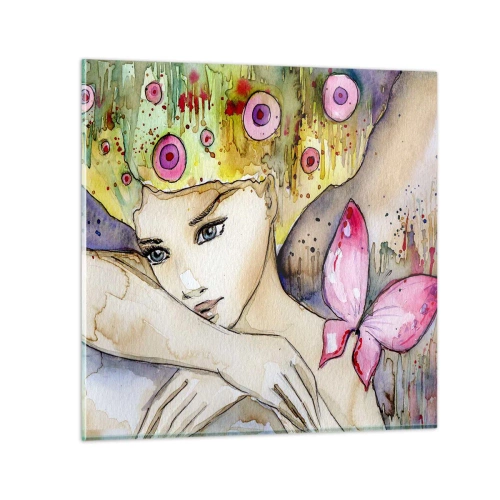 Quadro em vidro - Princesa borboleta - 40x40 cm