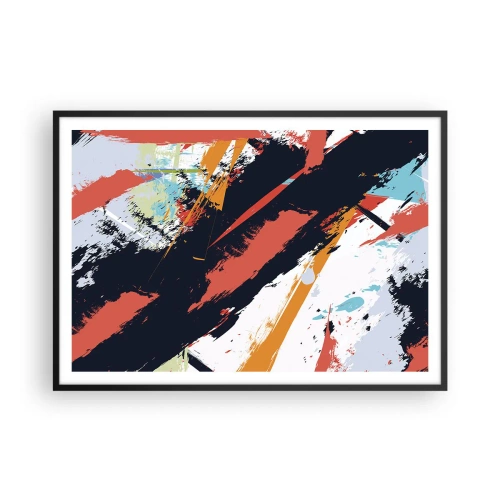 Pôster com moldura preta - Composição dinâmica - 100x70 cm
