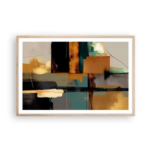 Pôster com moldura de carvalho claro - Abstração – luz e sombra - 91x61 cm