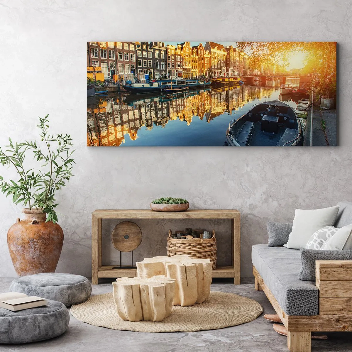 Quadro em tela - Manhã em Amsterdã - 160x50 cm