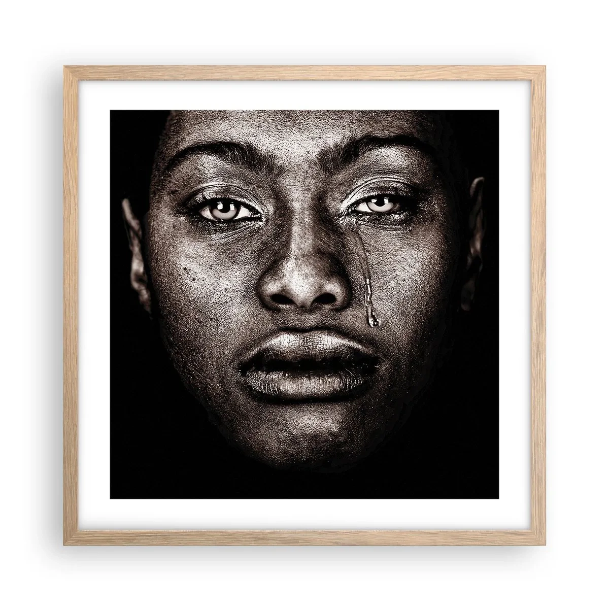 Pôster com moldura de carvalho claro - Uma lágrima - 50x50 cm