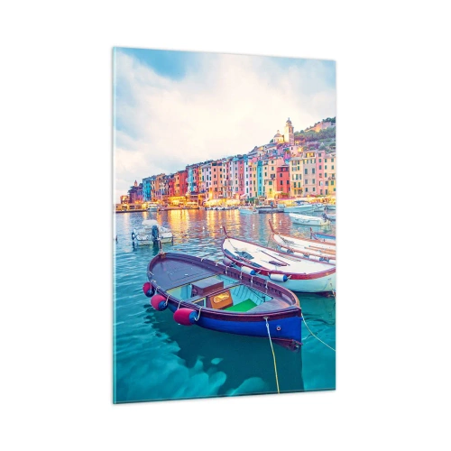 Quadro em vidro - Uma noite colorida no porto - 50x70 cm