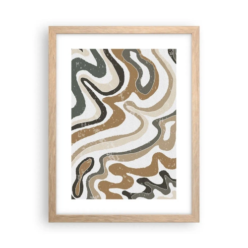 Pôster com moldura de carvalho claro - Meandros de cores da terra - 30x40 cm