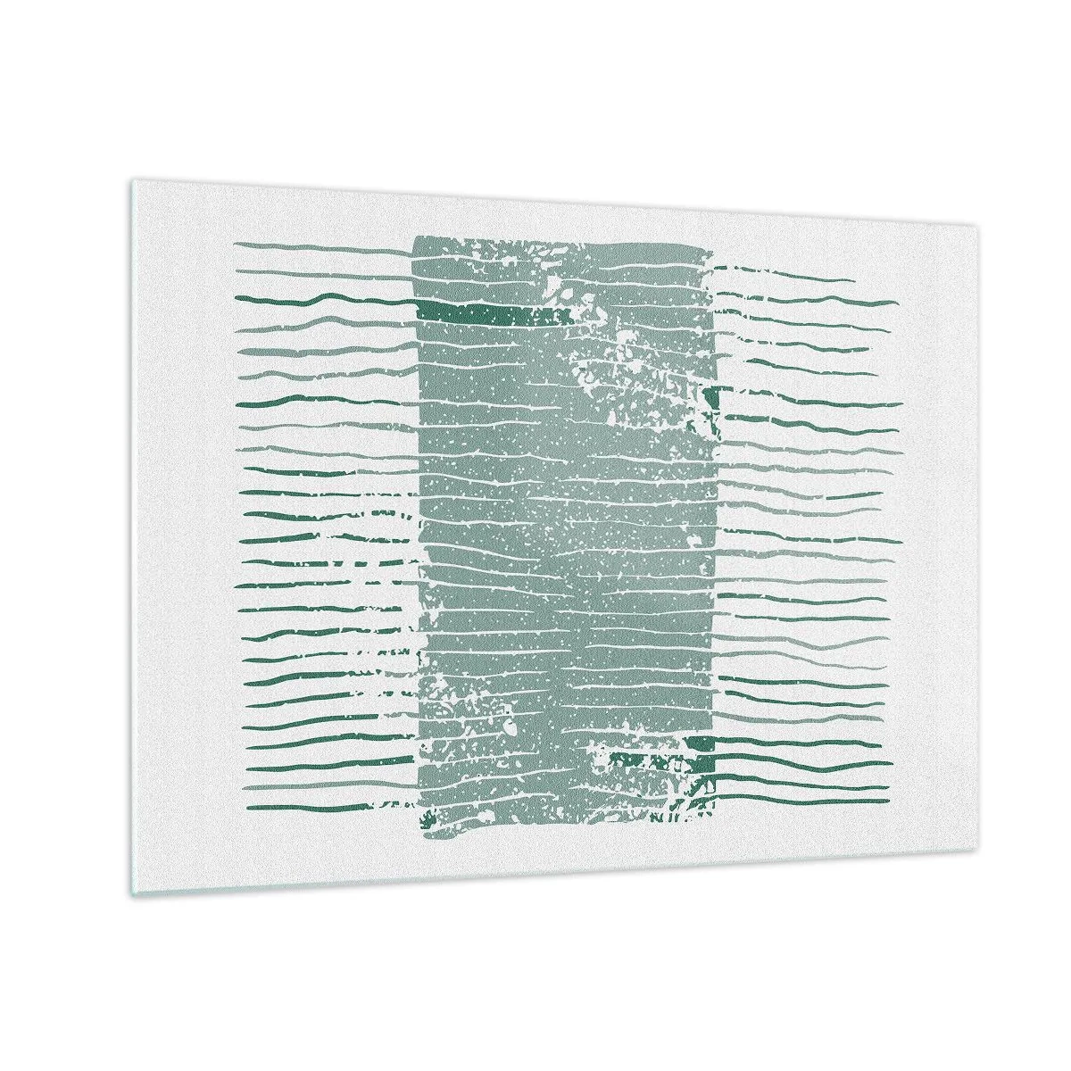 Quadro em vidro - Linhas marítimas horizontais com efeito desgastado criam uma estrutura abstrata - 70x50cm - Abstração marinha - Decoração de parede moderna para a sala de estar e quarto ARTTOR