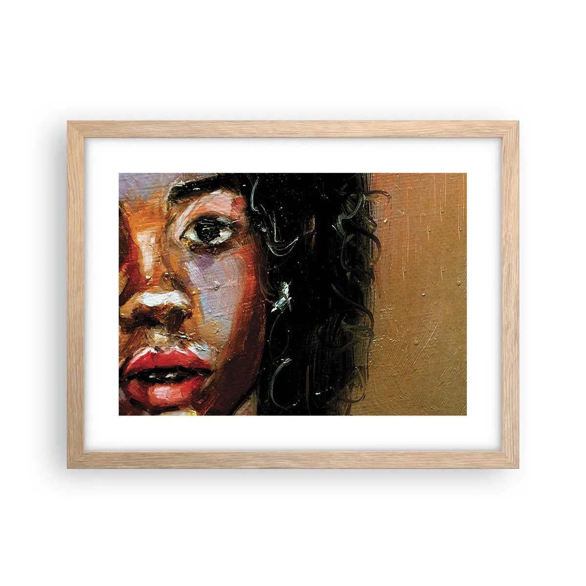 Pôster com moldura de carvalho claro - Preto e brilho - 40x30 cm