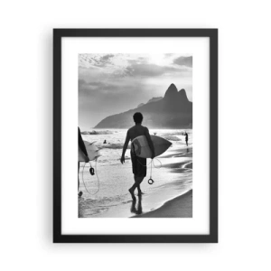 Pôster com moldura preta - Samba para uma onda - 30x40 cm