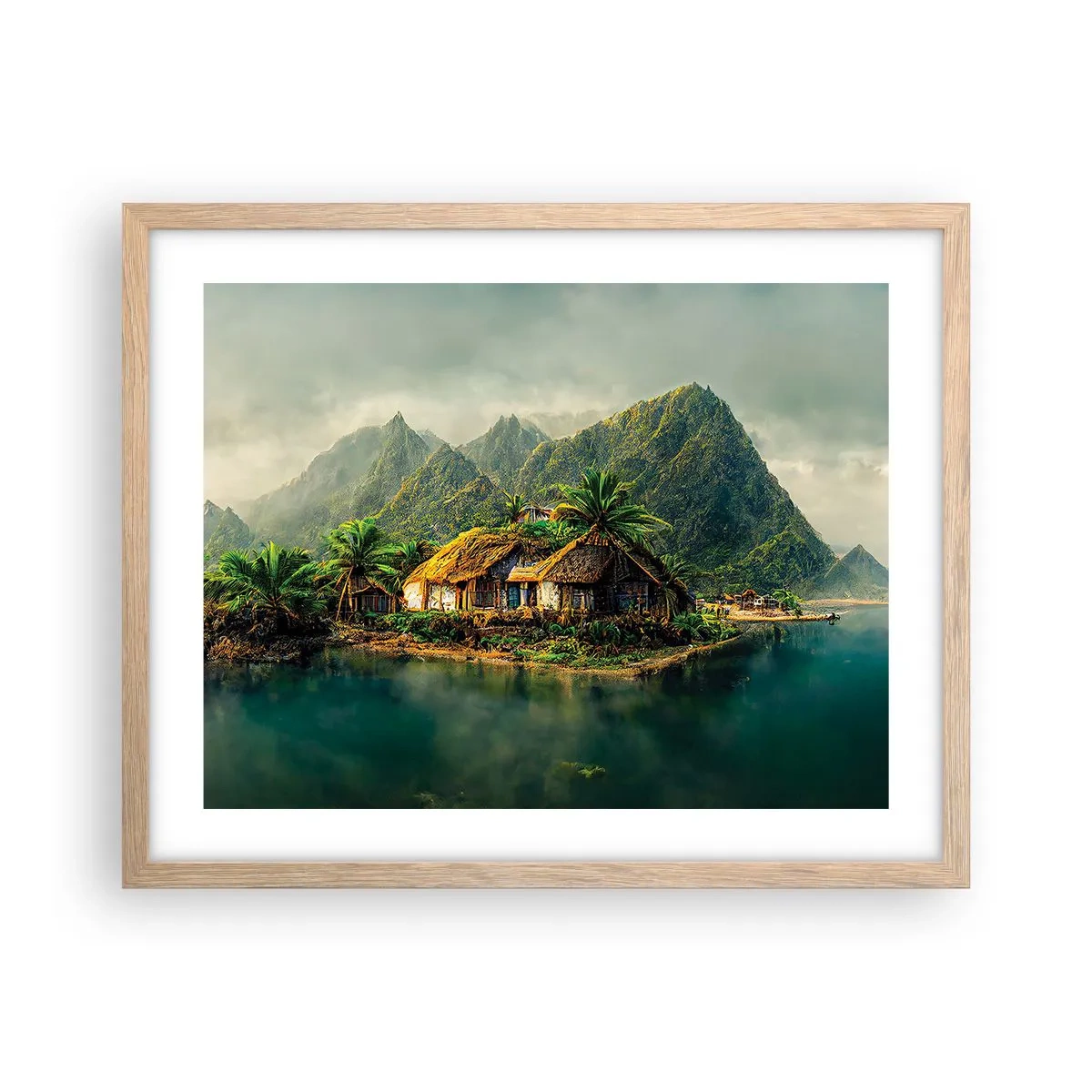 Pôster com moldura de carvalho claro - Paraíso Tropical - 50x40 cm