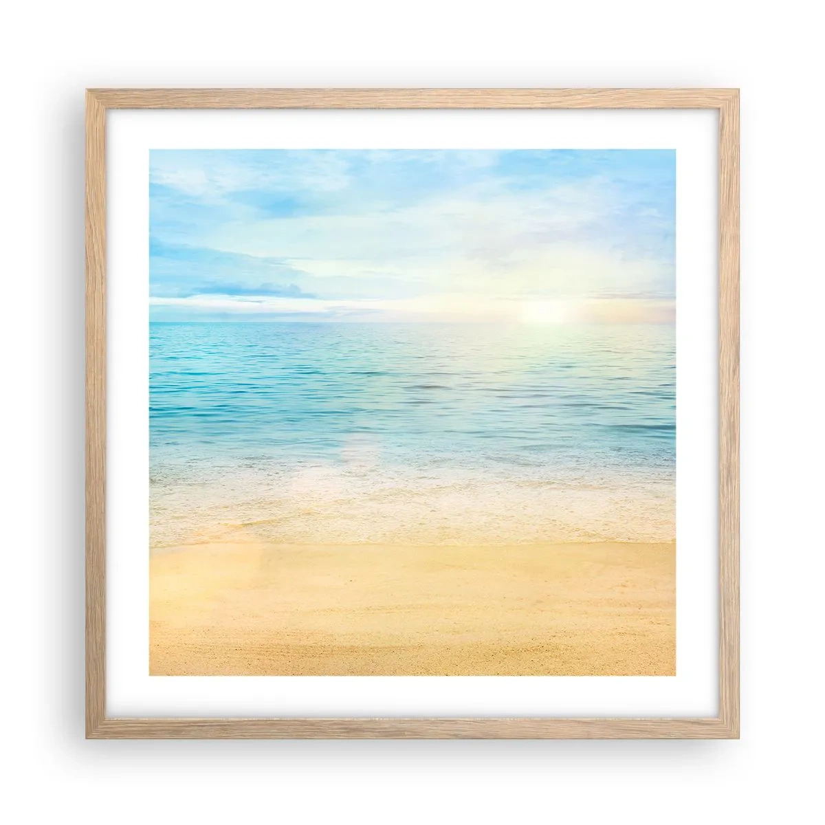Pôster com moldura de carvalho claro - Grande azul - 50x50 cm