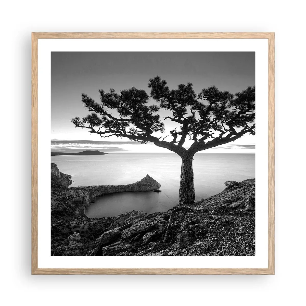 Pôster com moldura de carvalho claro - Paz até ao horizonte - 60x60 cm