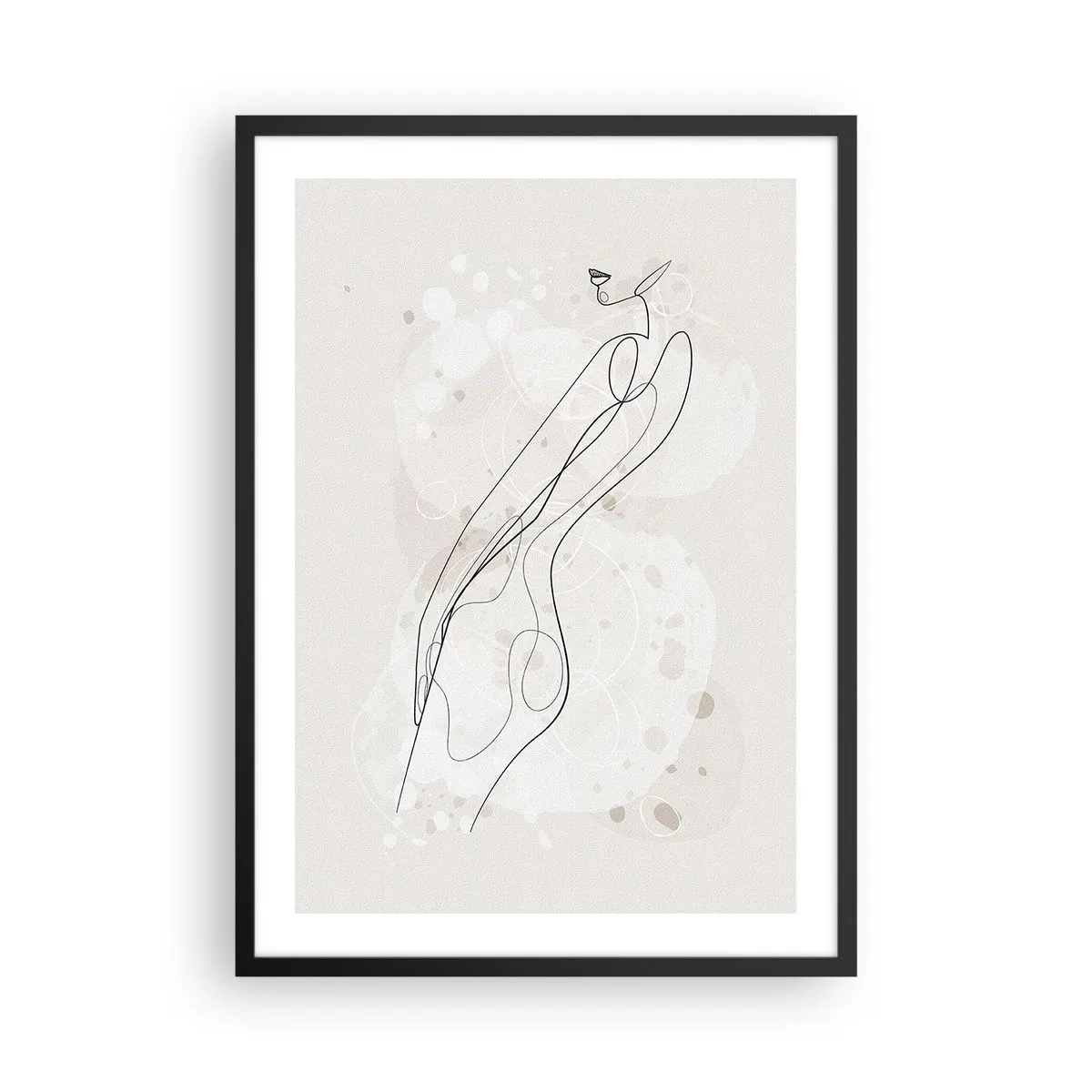 Pôster com moldura preta - Silhueta feminina minimalista com elementos abstratos - 50x70cm - Errar o olhar - Decoração de parede moderna para a sala de estar e quarto ARTTOR
