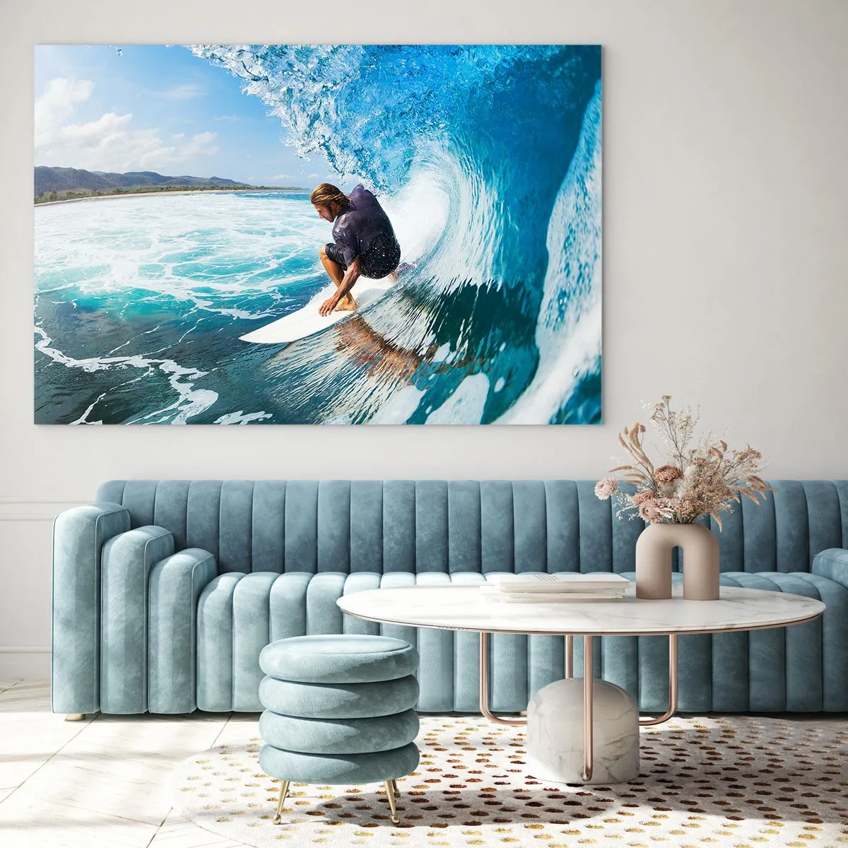 Quadro em vidro - Dançando com as ondas - 120x80 cm